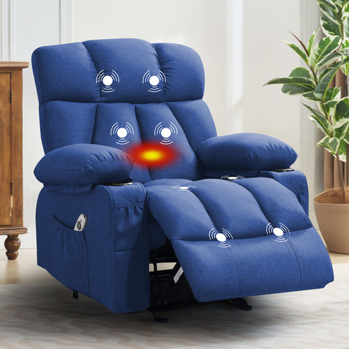 HYSpacerX Manual Recliner Chair with Breathable Fabric,Home Recliner Chairs with Massage Function for Livingroom,Light blue