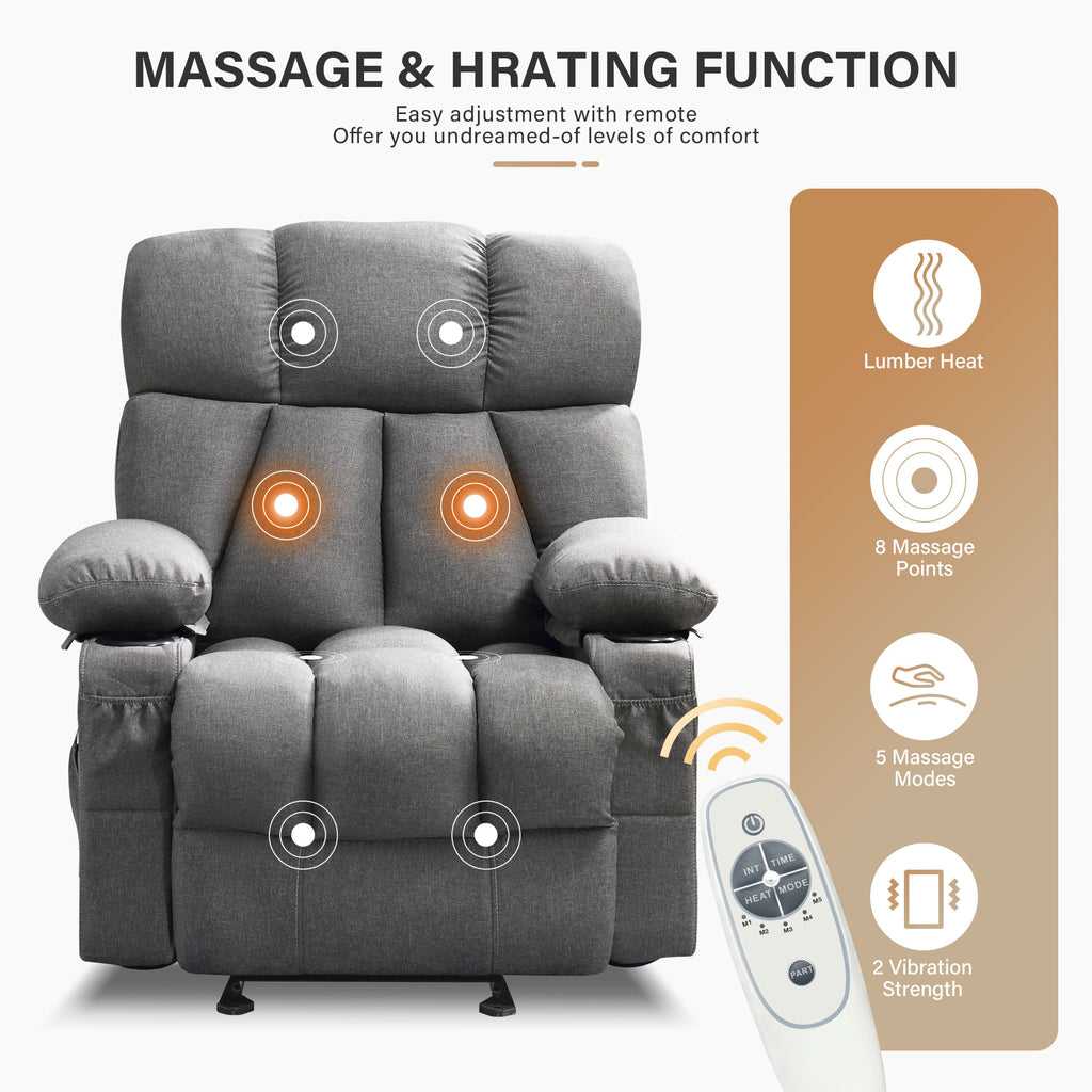 HYSpacerX Manual Recliner Chair with Breathable Fabric,Home Recliner Chairs with Massage Function for Livingroom,Light blue