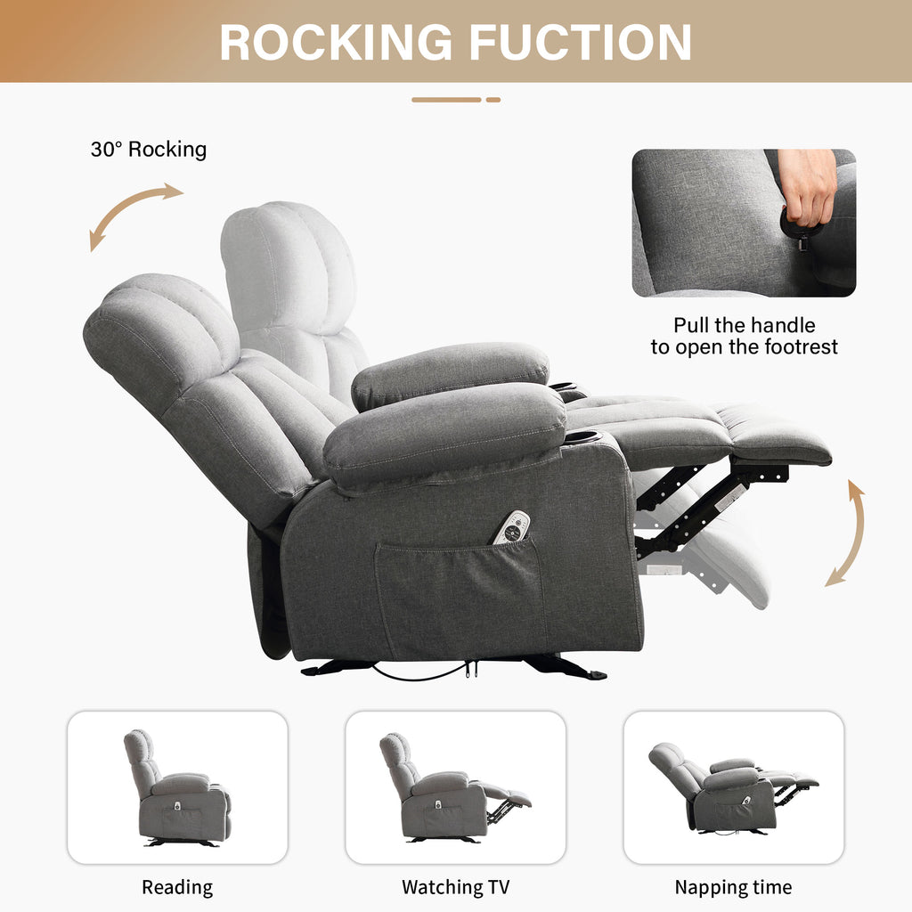 HYSpacerX Manual Recliner Chair with Breathable Fabric,Home Recliner Chairs with Massage Function for Livingroom,Light blue