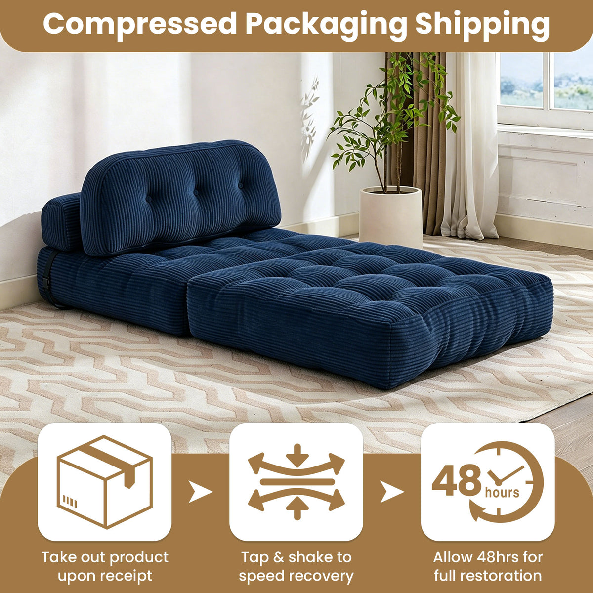 HYSpacerX Folding Sofa Bed Convertible Sleeper Chair, Portable Floor Futon with Pillow & Back Support, Foldable Mattress Lounge Couch for Living Room & Bedroom, Single Size, Gray