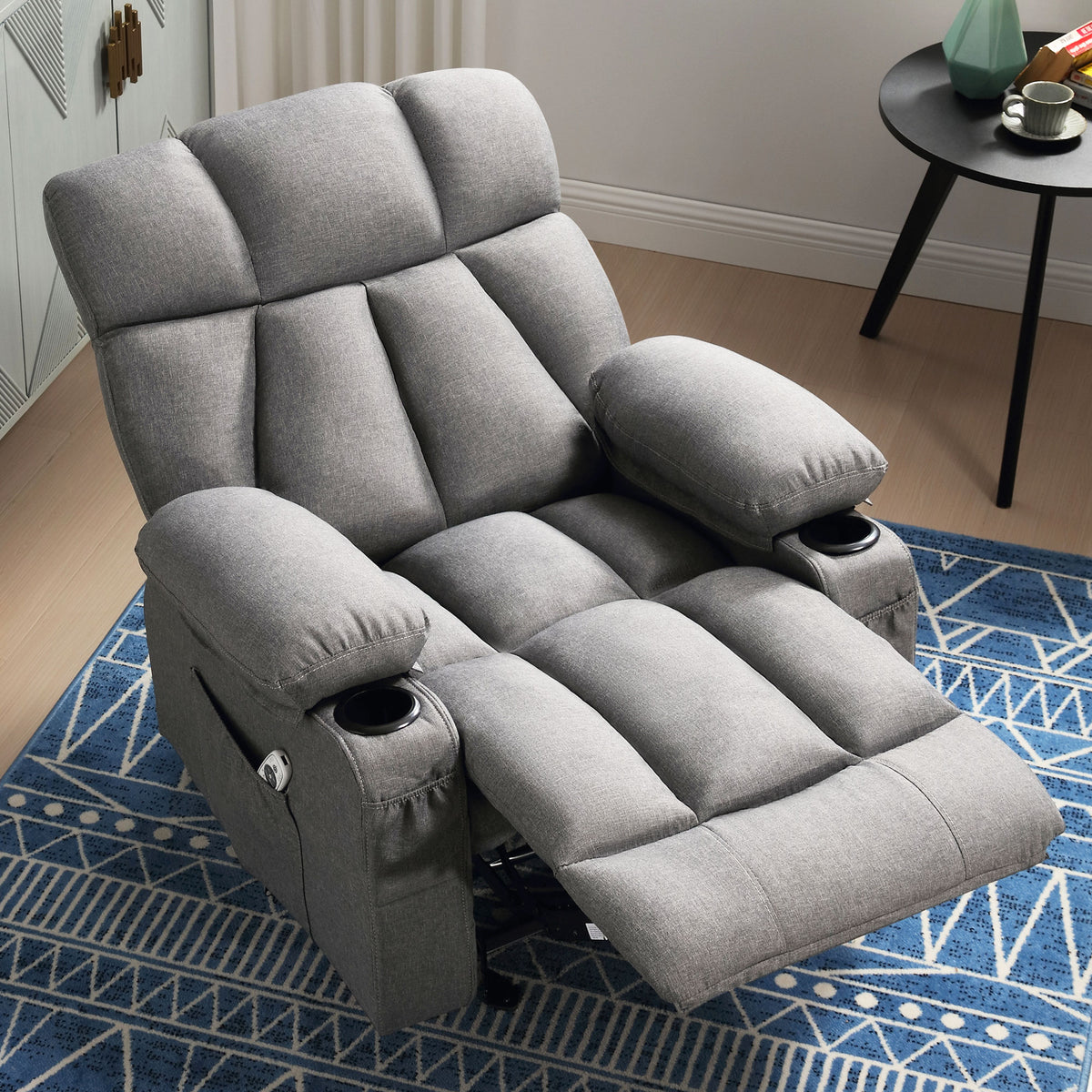 HYSpacerX Manual Recliner Chair with Breathable Fabric,Home Recliner Chairs with Massage Function for Livingroom,Light blue