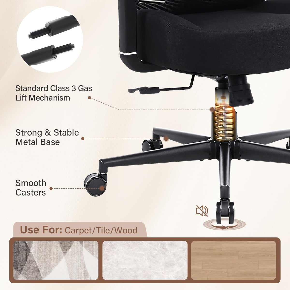 HYSpacerX 600lbs Office Chair, Big and Tall Ergonomic Desk Chair with Wide Seat, Breathable Mesh Back, Adjustable Lumbar Support, Executive Chair for Home Office