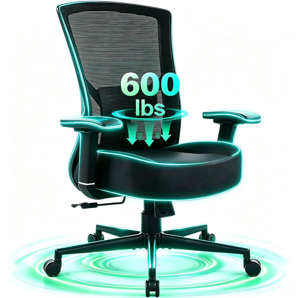 HYSpacerX 600lbs Office Chair, Big and Tall Ergonomic Desk Chair with Wide Seat, Breathable Mesh Back, Adjustable Lumbar Support, Executive Chair for Home Office